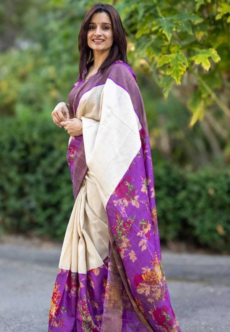 Linen Kesh223 477 Sarees  Printed Zari Border Linen Sarees