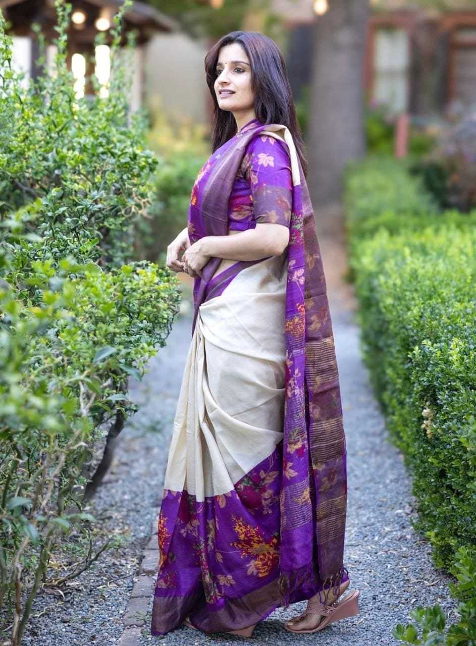 Linen Kesh223 477 Sarees  Printed Zari Border Linen Sarees