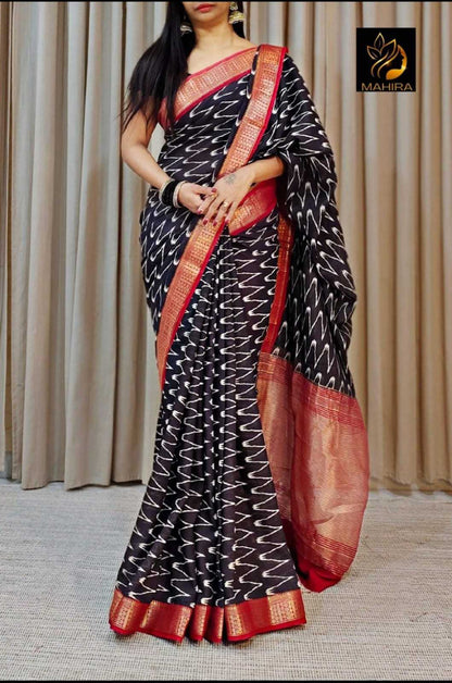 Linen Mkd Zari  Sarees