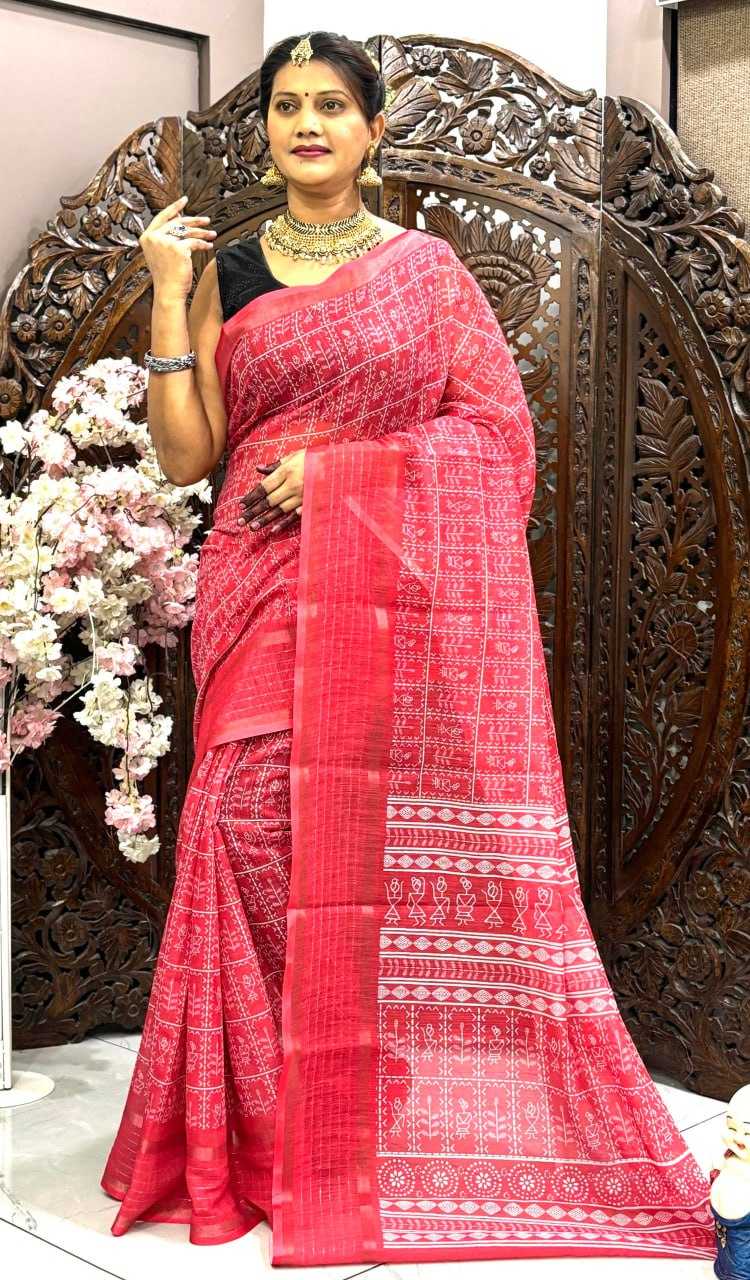 Linen Rin145 05 Sarees  Printed Indian Ladies Sarees