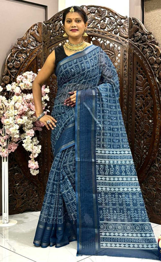 Linen Rin145 05 Sarees  Printed Indian Ladies Sarees