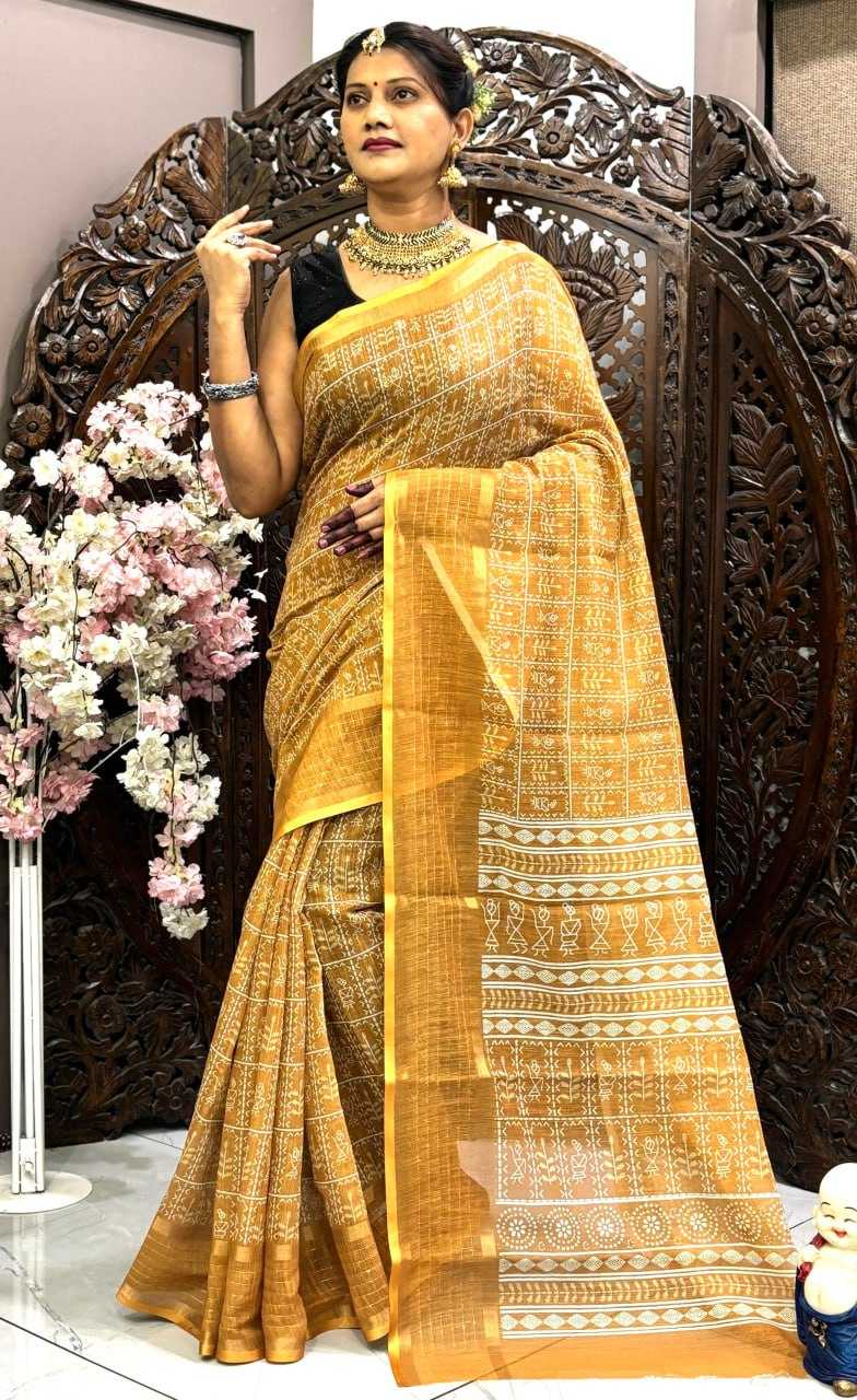 Linen Rin145 05 Sarees  Printed Indian Ladies Sarees