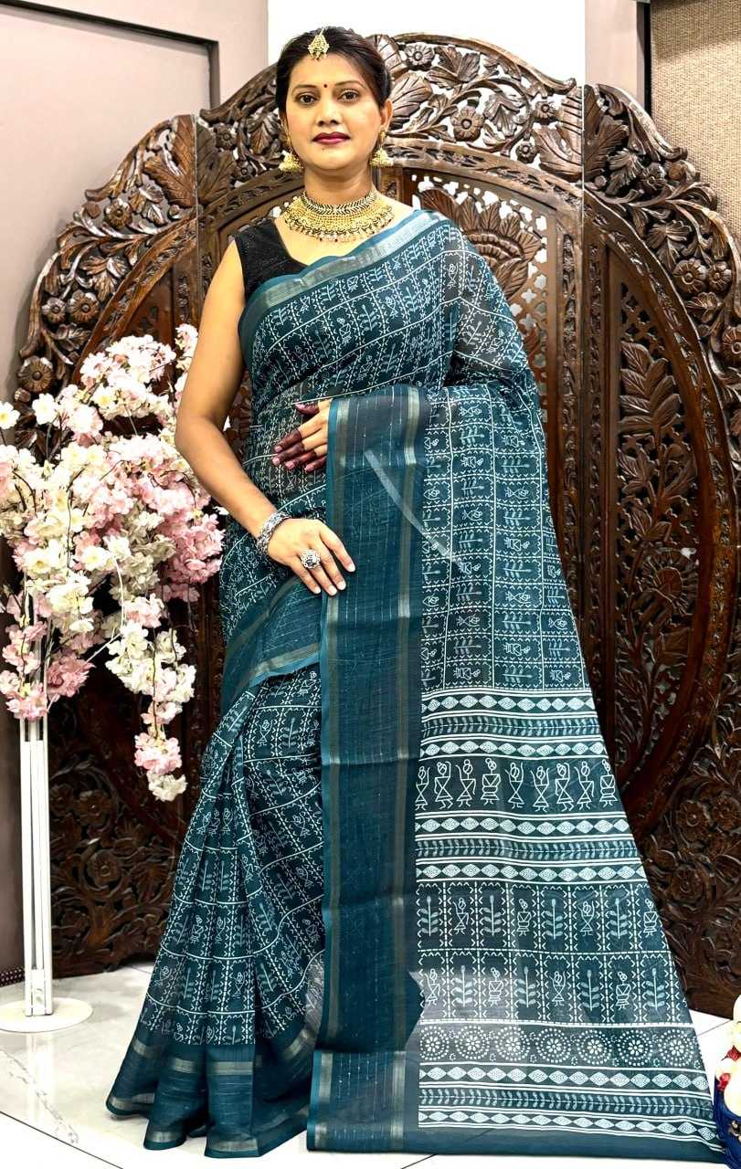 Linen Rin145 05 Sarees  Printed Indian Ladies Sarees