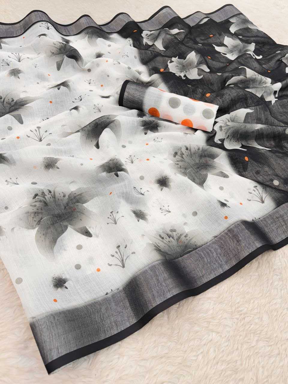 Linen Myf Digital Saree  Printed,Fancy,Cotton Linen Saree