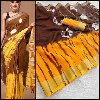 Linen Myf Length Saree  Fancy ,Cotton Linen ,Indian Saree