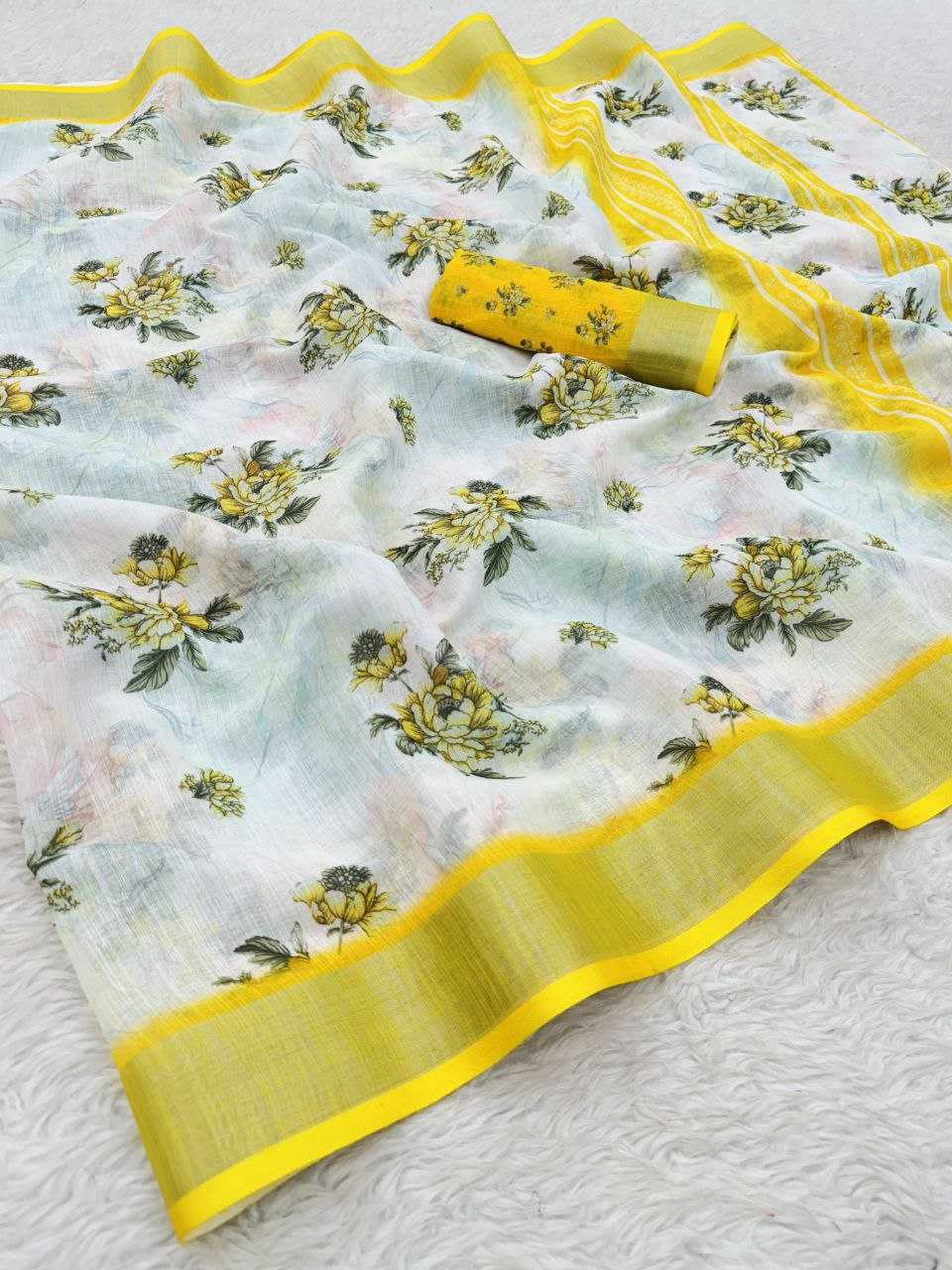 Linen Myf Rosey Saree  Cotton Linen,Fancy ,Printed Saree