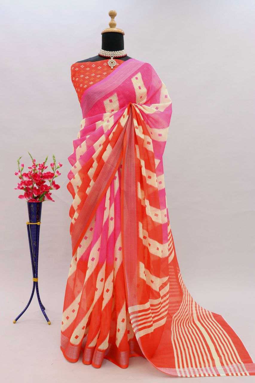 Linen Myf With Sarees  Printed Ladies Indian Sarees