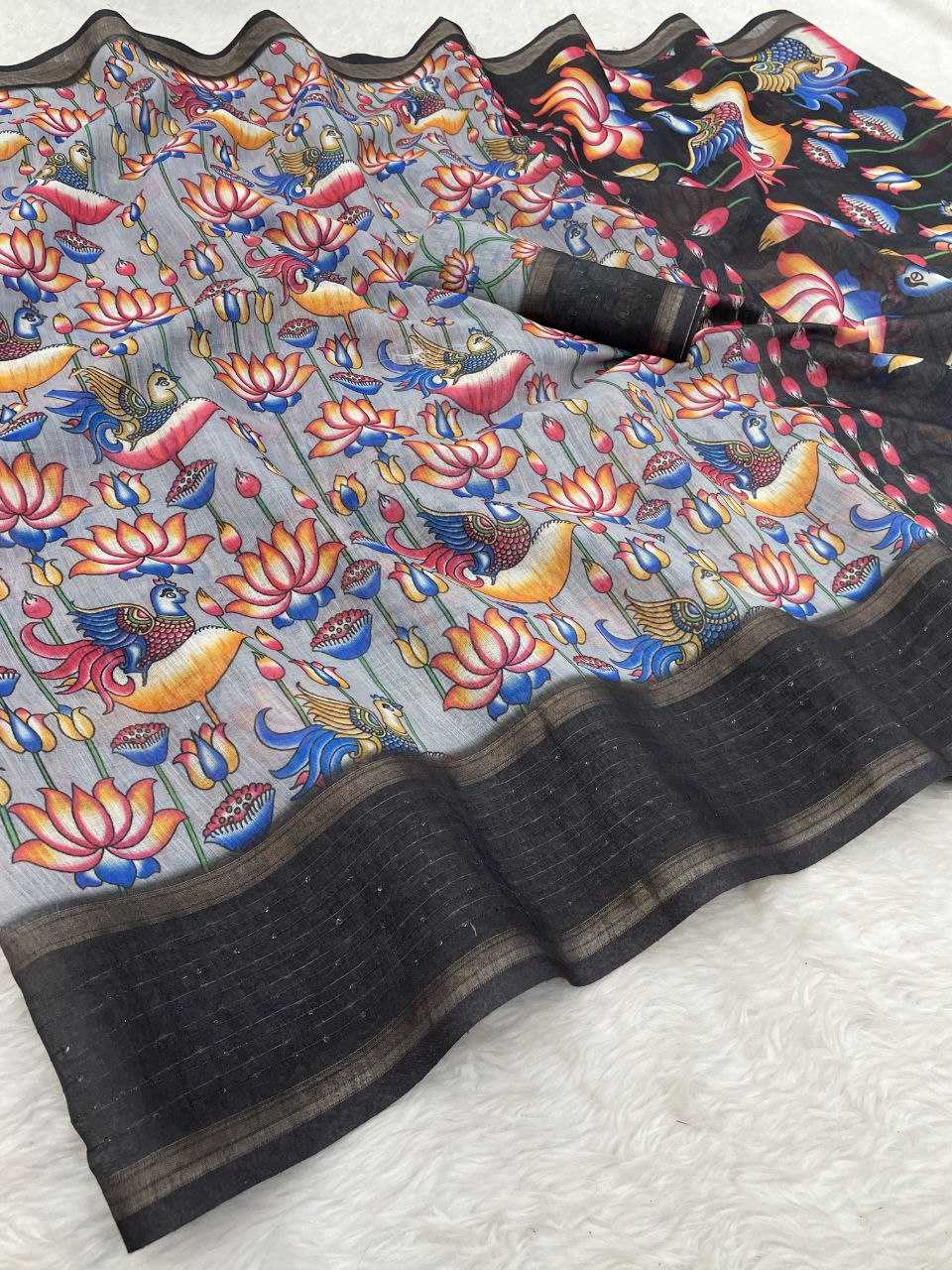 Linen Pvc Triple  Sarees