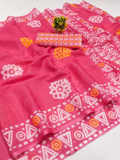 Linen Rin145 Lakshmi Sarees  Printed Ladies Batik Sarees