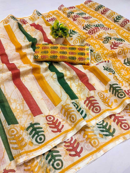 Linen Rin145 Lakshmi Sarees  Printed Ladies Batik Sarees