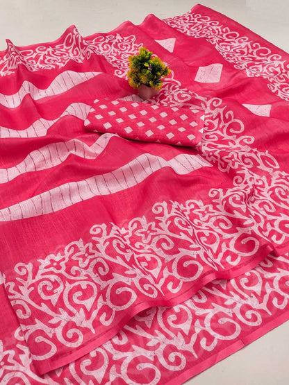 Linen Rin145 Lakshmi Sarees  Printed Ladies Batik Sarees