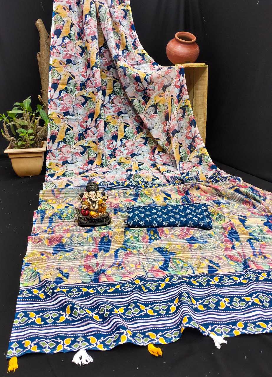 Linen Rin183 Sarvopari Sarees  Printed Ladies Ikkat Sarees