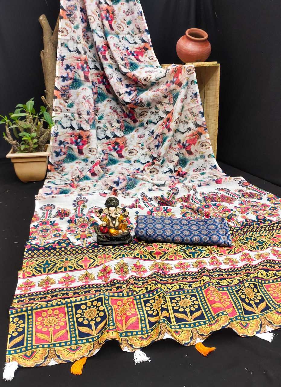 Linen Rin183 Sarvopari Sarees  Printed Ladies Ikkat Sarees