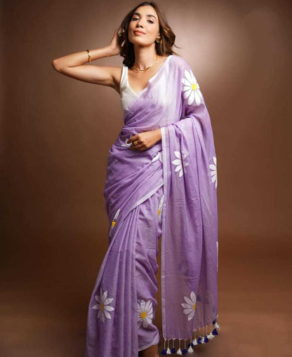 Linen Vad 19 Sarees  Fancy Printed Cotton Linen Sarees E