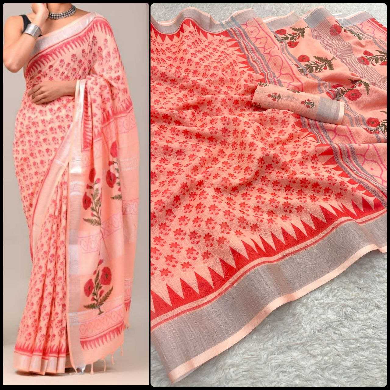 Linene Myf Linene Sarees  Printed Indian Ladies Sarees