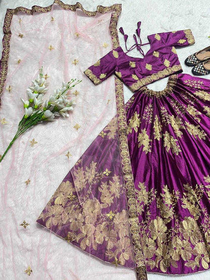 Malay Satin Silk Kesh143 413 Lehengas  Fancy Silk Traditional Lehengas