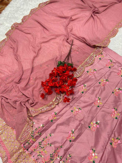 Malay Satin Silk Kesh164 L49 Lehengas  Silk Wedding Embroidered Lehengas