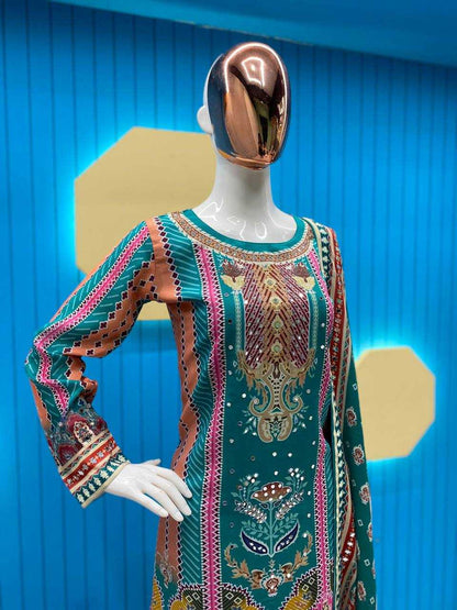 Maslin Rin141 1840 Suits & Dresses  Sharara Salwar Printed Embroidery Party Wear Suits