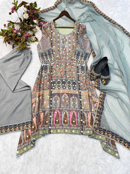 Maslin Rin141 1856 Suits & Dresses  Ladies Kashmiri Printed Ladies Silk Suits