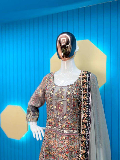 Maslin Rin141 1856 Suits & Dresses  Ladies Kashmiri Printed Ladies Silk Suits