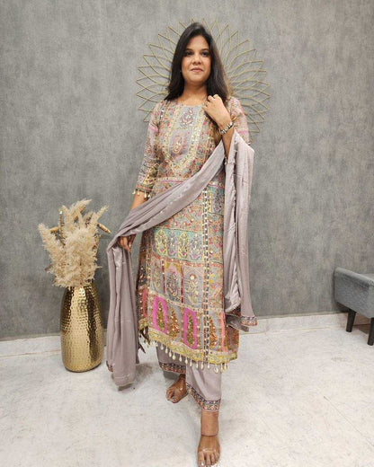 Maslin Rin141 1856 Suits & Dresses  Ladies Kashmiri Printed Ladies Silk Suits