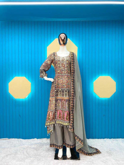 Maslin Rin141 1856 Suits & Dresses  Ladies Kashmiri Printed Ladies Silk Suits