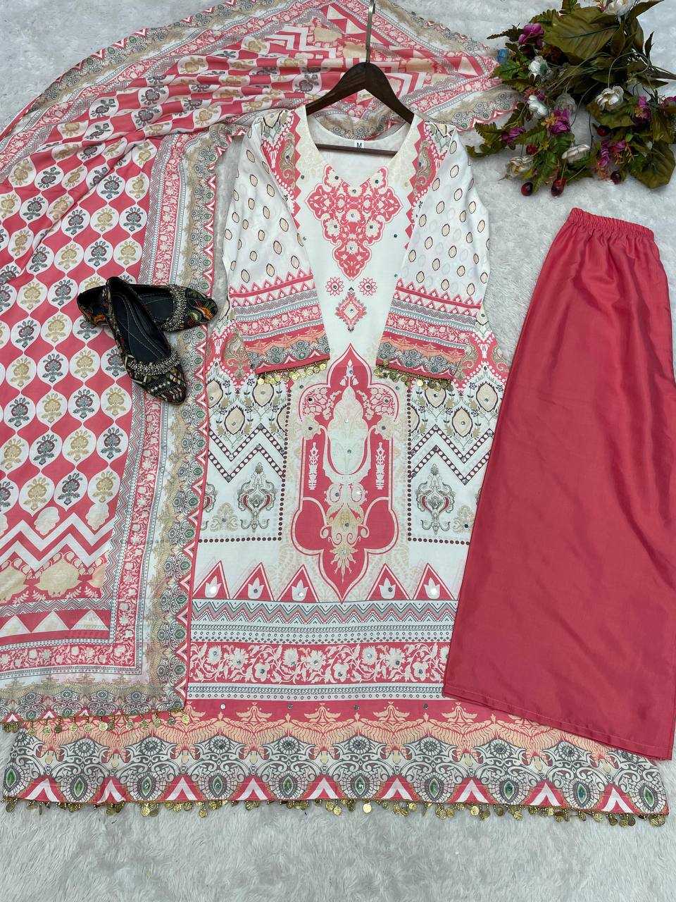 Maslin Rin141 1871 Suits & Dresses  Ladies Printed Embroidery Silk Suits