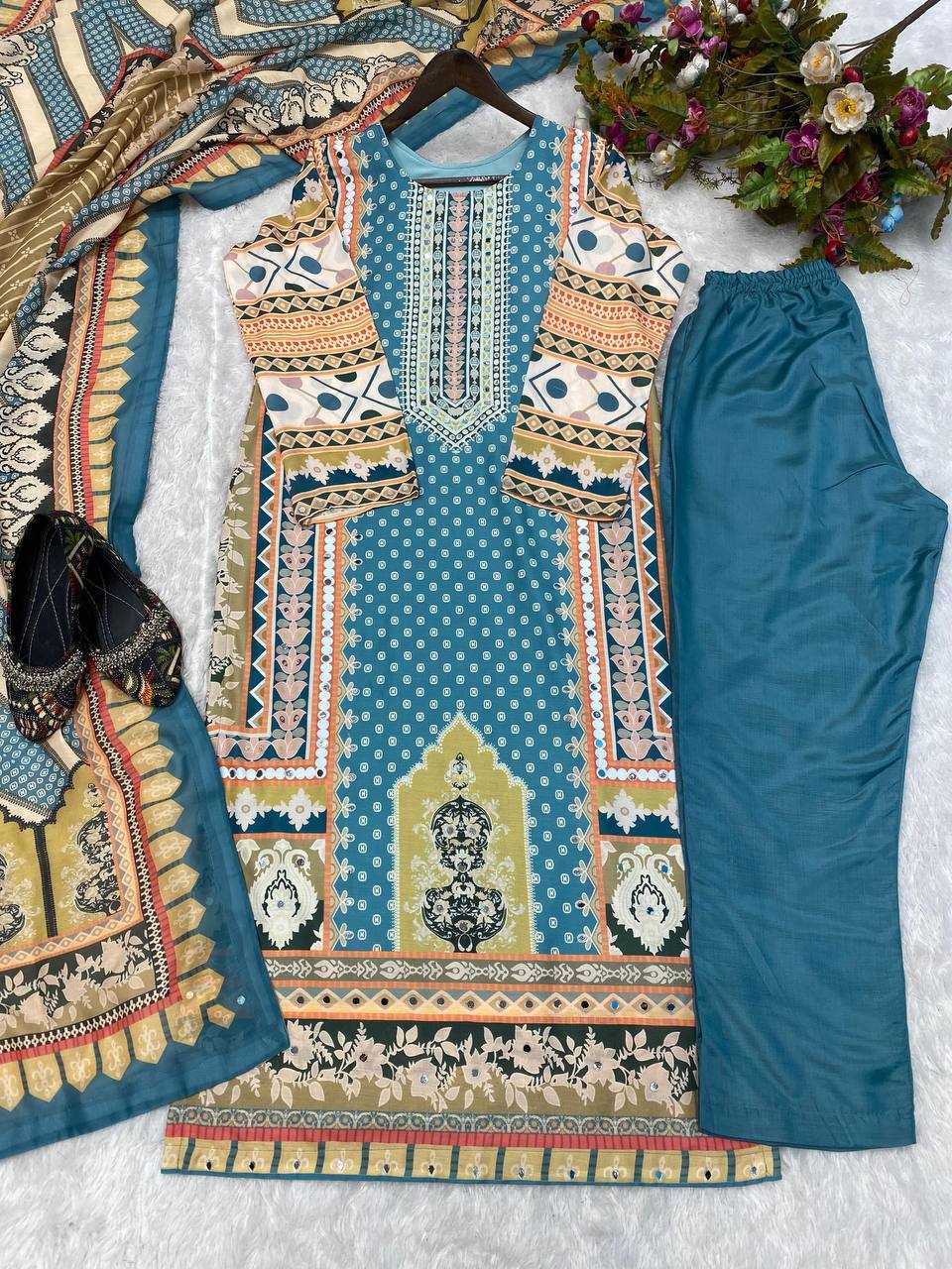 Maslin Rin141 1874 Suits & Dresses  Printed Ladies Pakistani Ladies Silk Suits