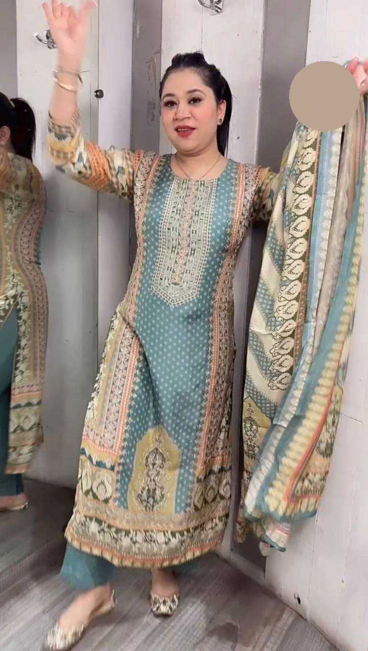 Maslin Rin141 1874 Suits & Dresses  Printed Ladies Pakistani Ladies Silk Suits