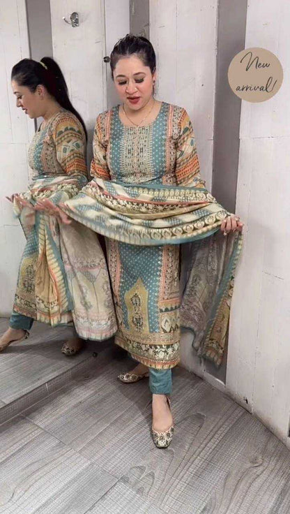 Maslin Rin141 1874 Suits & Dresses  Printed Ladies Pakistani Ladies Silk Suits