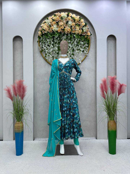 Maslin Silk Rin169 5649 Suit  Ladies,Alia Cut,Prited Suit