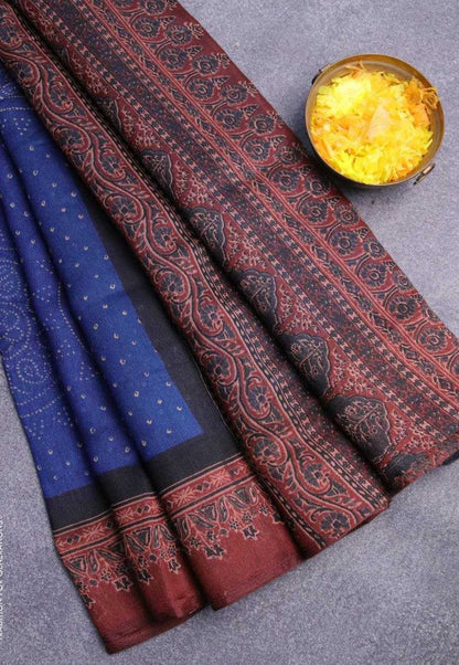 Mud Digital Linen Saree  Indian ,Ajrakh, Fancy