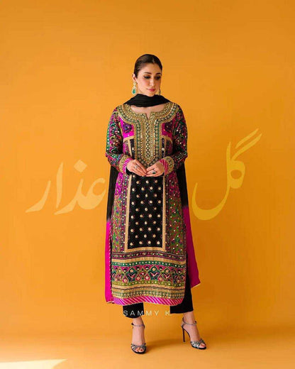 Muslin Cotton Kesh149 1219B Suits & Dresses  Pakistani Printed Embroidery Palazzo Zari Work Suits