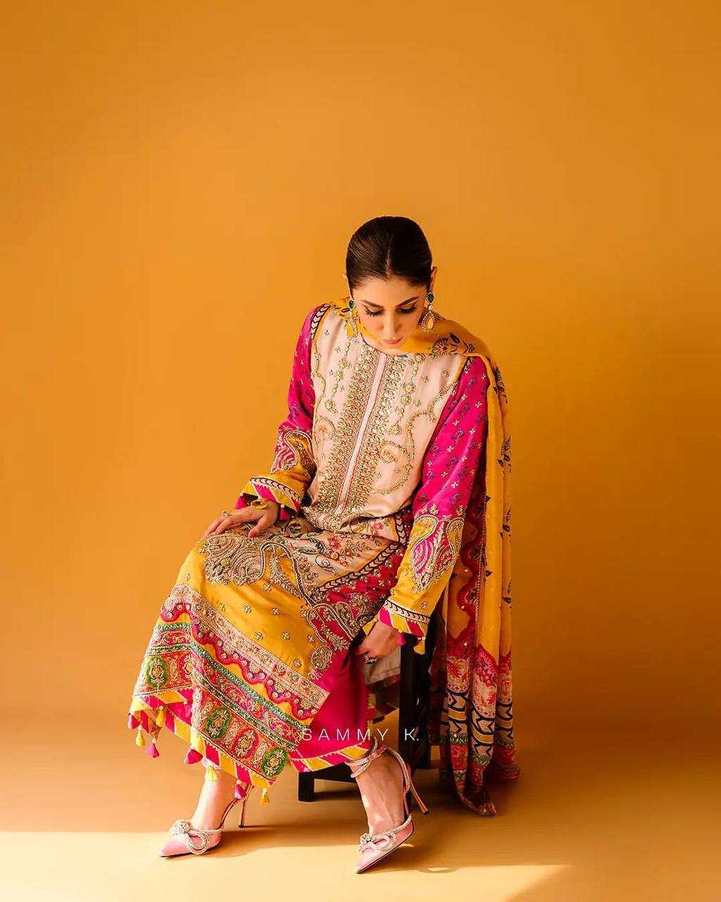 Muslin Cotton Kesh149 1219B Suits & Dresses  Pakistani Printed Embroidery Palazzo Zari Work Suits