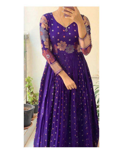 Muslin Cotton Kesh149 1240 Gowns  Anarkali Printed Long Fancy Gowns