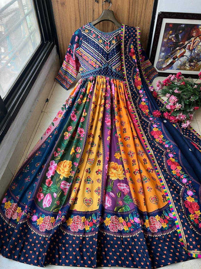 Muslin Cotton Kesh149 1241 Gowns  Printed Fancy Anarkali Long Gowns