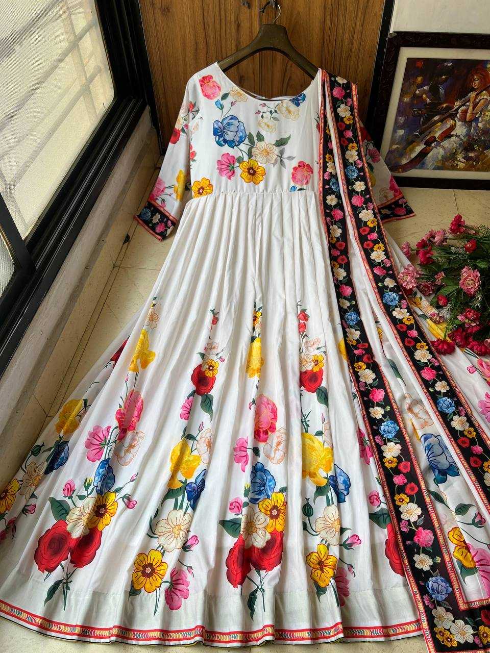 Muslin Cotton Kesh149 1250 Gowns  Anarkali Long Printed Fancy Gowns