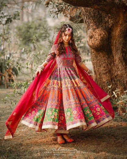 Muslin Cotton Kesh149 1255 Gowns  Anarkali Long Printed Gowns