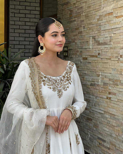 Muslin Cotton Kesh149 1304 Gowns  Embroidery Anarkali Long Work Wedding Gowns