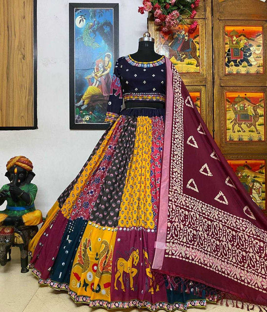 Muslin Cotton Kesh151 001 Lehengas  Traditional Printed Navratri Chaniya Choli