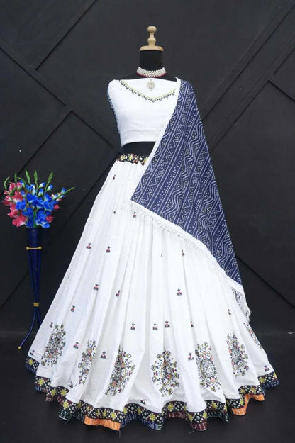 Muslin Cotton Kesh216 206 Lehengas  Traditional Lehenga With Dupatta Lehenga With Blouse Blue Lehengas