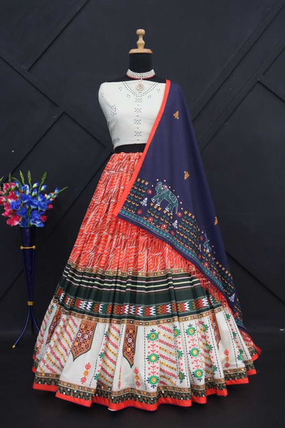 Muslin Cotton Rin136 204 Lehengas  Navratri Chaniya Choli Traditional Printed Lehengas