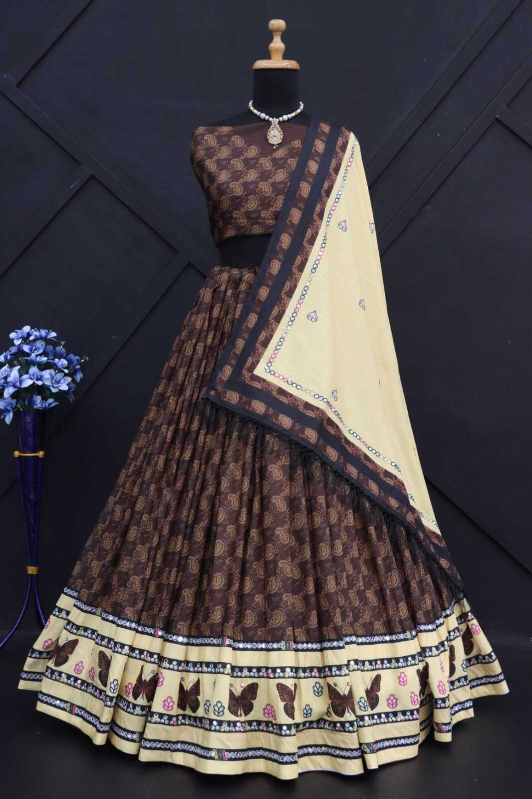 Muslin Cotton Rin136 224 Lehengas  Navratri Chaniya Choli Traditional Printed Lehengas