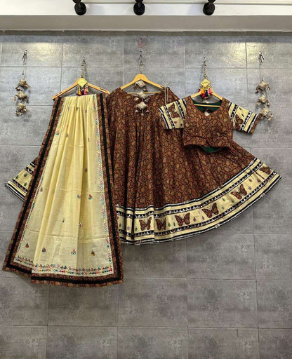 Muslin Cotton Rin136 224 Lehengas  Navratri Chaniya Choli Traditional Printed Lehengas