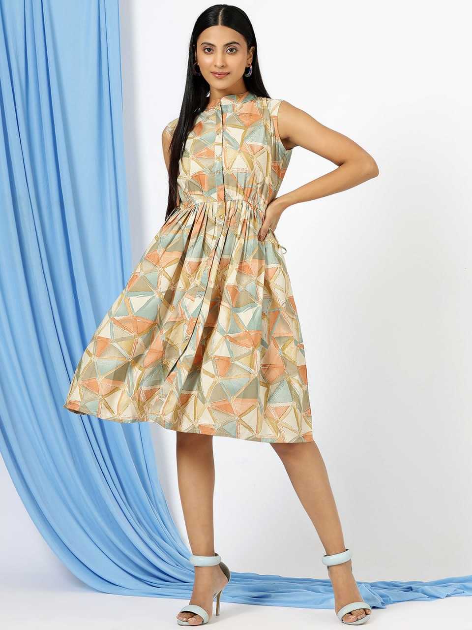 Muslin Cotton Rin153 M2106 Western Wear  One Piece Dress