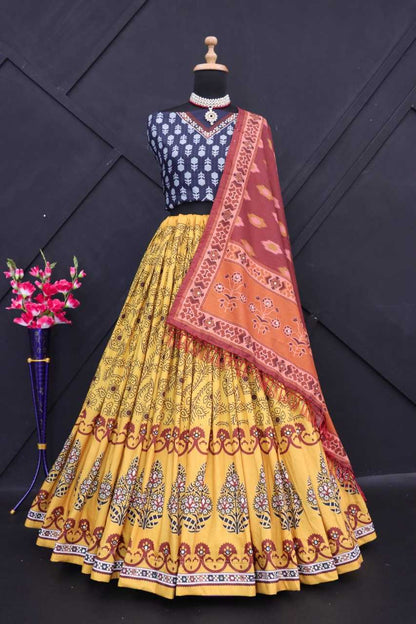 Muslin Cotton Rin190 148 Lehengas  Traditional Printed Lehengas