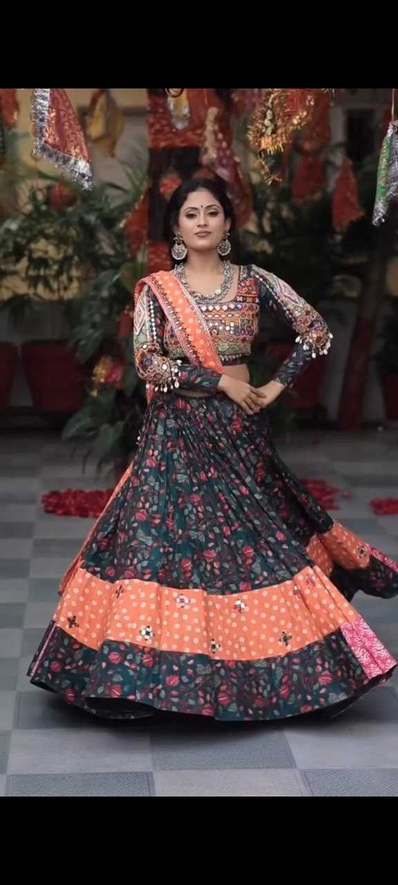 Muslin Cotton Rin190 166 Lehengas  Traditional Printed Navratri Chaniya Choli Lehengas