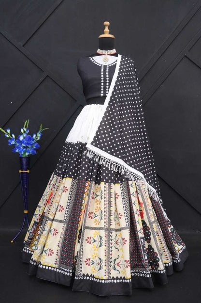 Muslin Cotton Rin190 196 Lehengas  Traditional Printed Navratri Chaniya Choli Lehengas