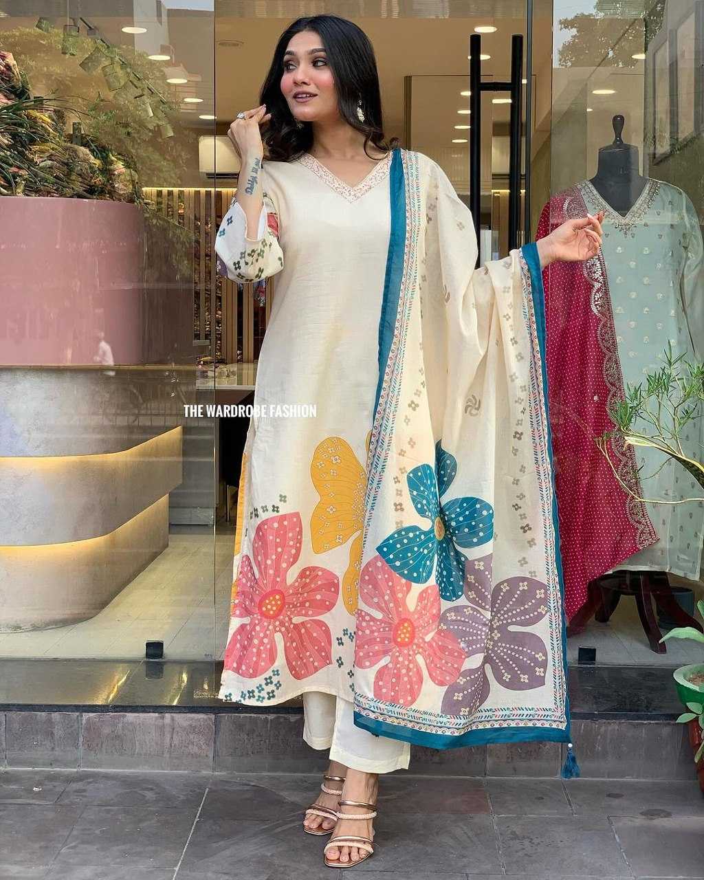 Muslin Kesh164 G56 Suits & Dresses  Printed Long Kurti White Salwar Suits Manufacture