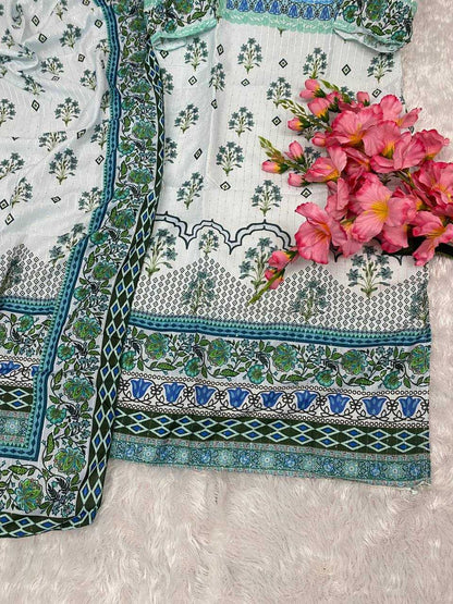 Muslin Kesh164 G63 Suits & Dresses  Printed Long Kurti White Salwar Suits Manufacture